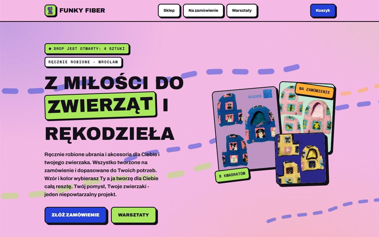 Strona główna sklepu Funky Fiber z kolekcją kominiarek
